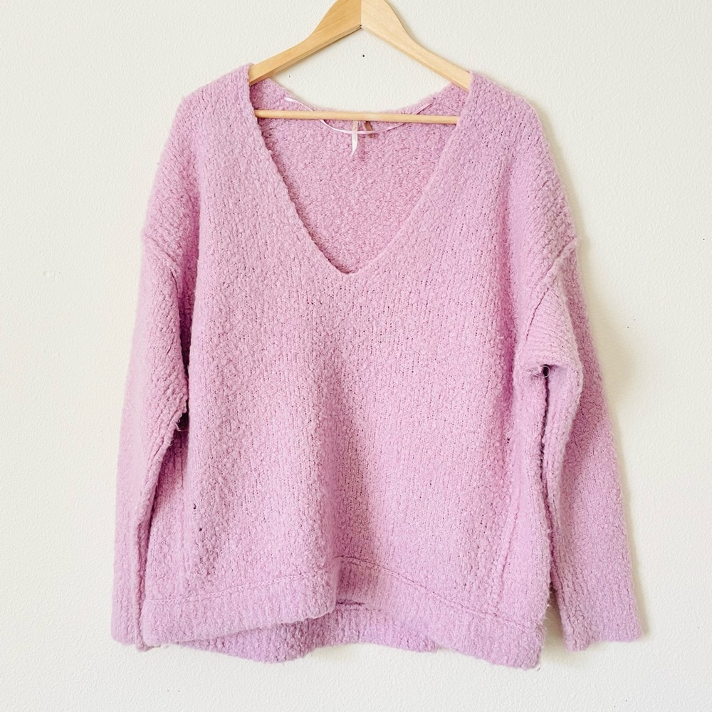 Free People SMALL Lofty V-neck Pink Pullover